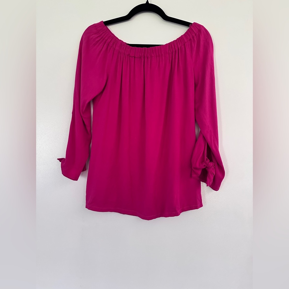 Michael Stars Pink Ruched 3/4 Sleeve Blouse